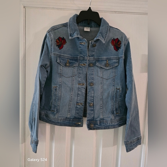 Embroidered Denim Jacket - Blue Sz L-14 NWOT - Picture 1 of 6